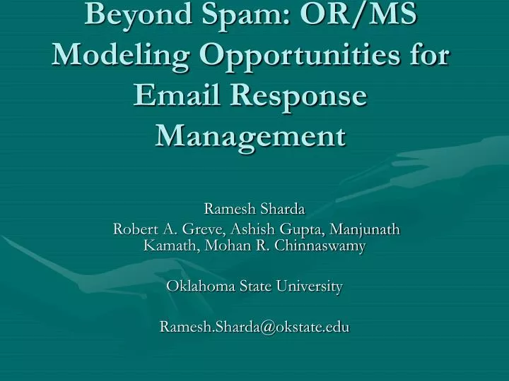 beyond spam or ms modeling opportunities for email response management