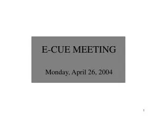 E-CUE MEETING