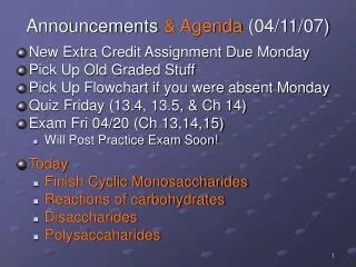 Announcements &amp; Agenda (04/11/07)