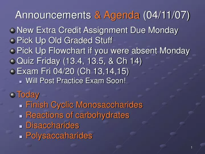 announcements agenda 04 11 07