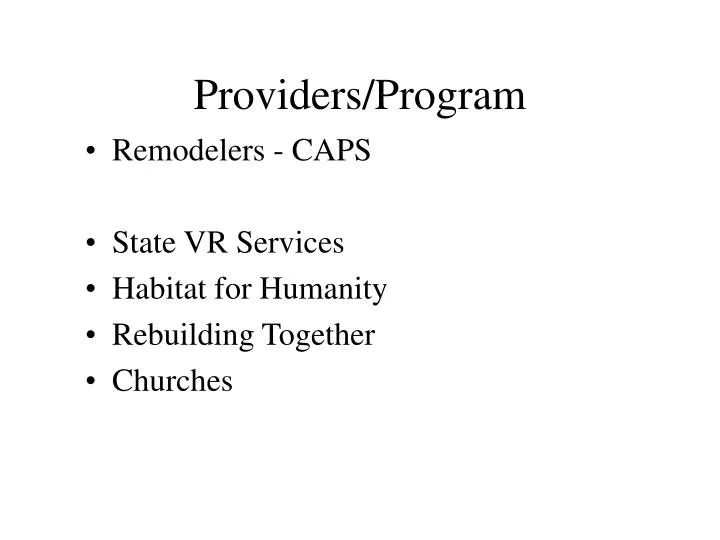 providers program