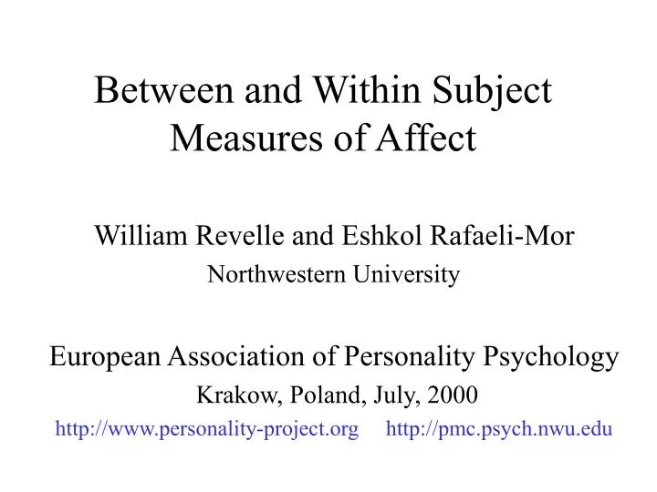 between and within subject measures of affect
