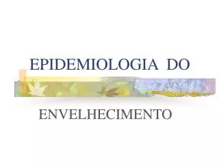 epidemiologia do