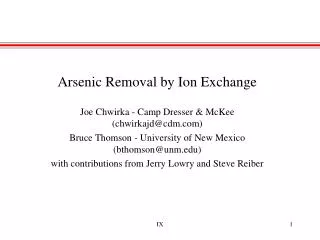 Arsenic Removal by Ion Exchange