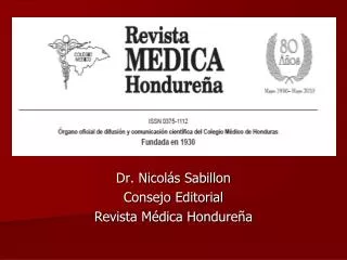 Dr. Nicolás Sabillon Consejo Editorial Revista Médica Hondureña