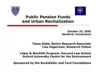 Public Pension Funds and Urban Revitalization