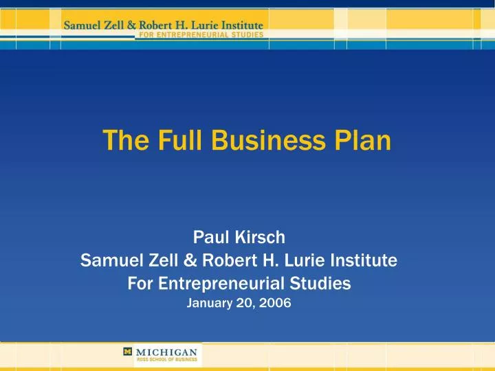 the full business plan