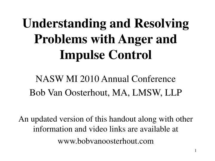 understanding and resolving problems with anger and impulse control