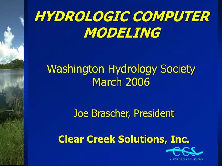 hydrologic computer modeling washington hydrology society march 2006