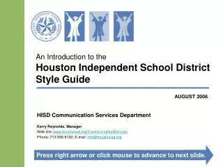 An Introduction to the Houston Independent School District Style Guide