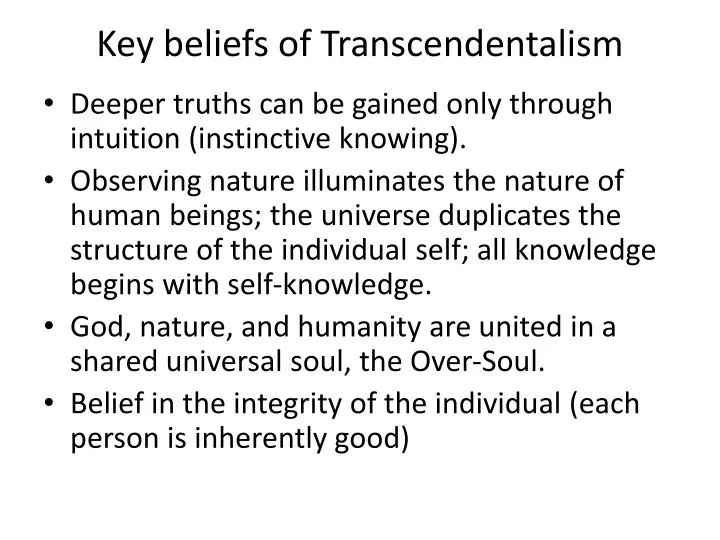 key beliefs of transcendentalism