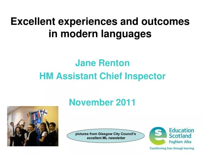 excellent experiences and outcomes in modern languages