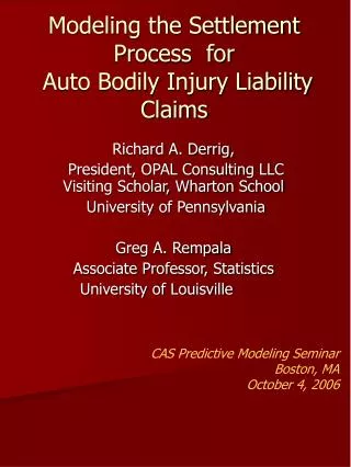 Modeling the Settlement Process for Auto Bodily Injury Liability Claims