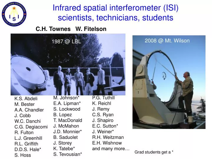 infrared spatial interferometer isi scientists technicians students