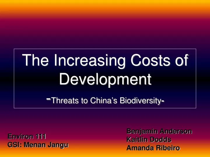 the increasing costs of development threats to china s biodiversity