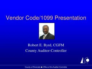 Vendor Code/1099 Presentation