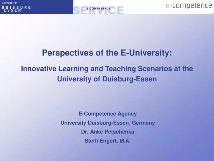 e competence agency university duisburg essen germany dr anke petschenka steffi engert m a