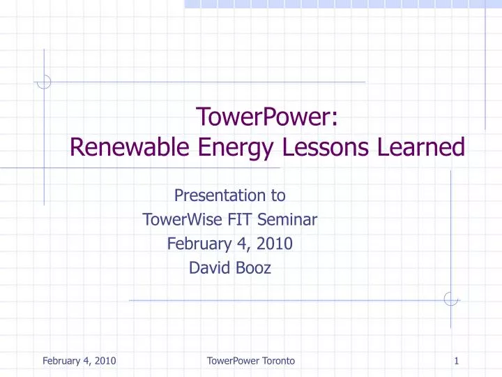 towerpower renewable energy lessons learned