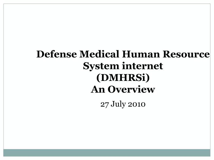 defense medical human resource system internet dmhrsi an overview
