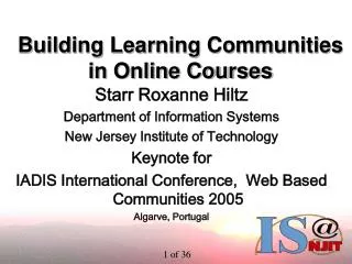 Building Learning Communities in Online Courses