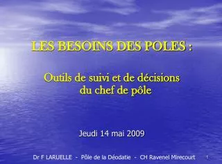 LES BESOINS DES POLES : Outils de suivi et de décisions du chef de pôle Jeudi 14 mai 2009