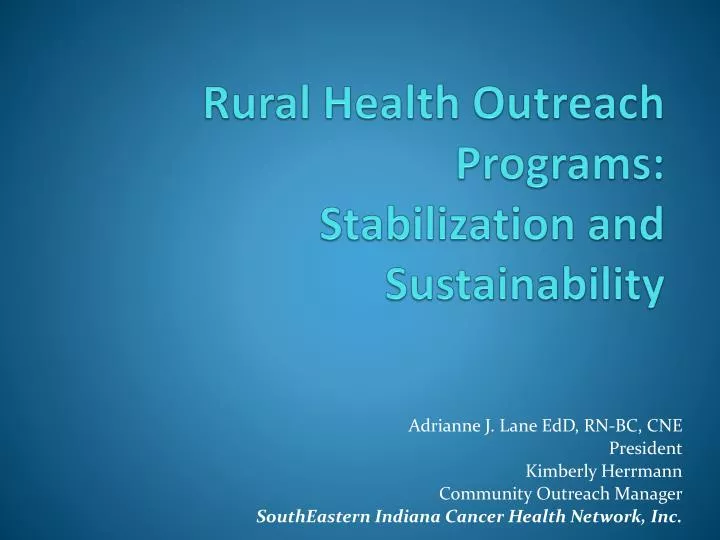 rural health outreach programs stabilization and sustainability