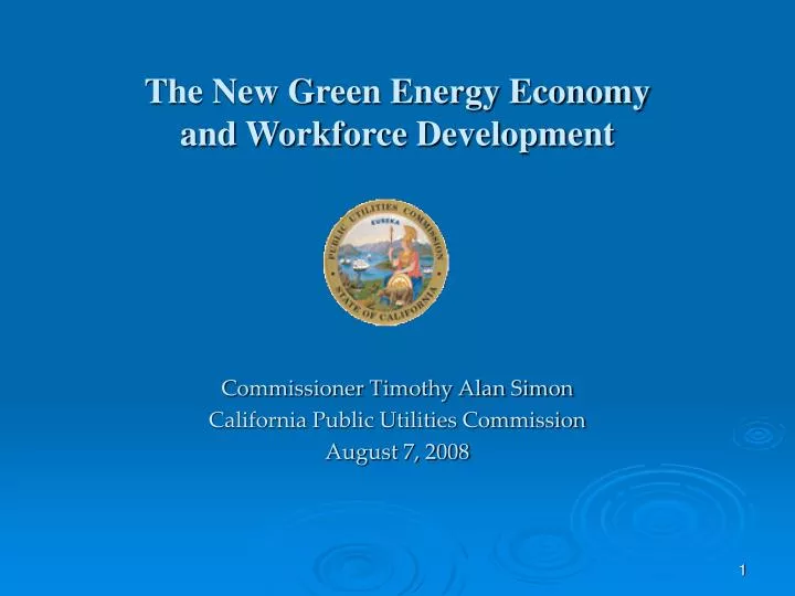 the new green energy economy and workforce development