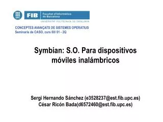 Symbian: S.O. Para dispositivos móviles inalámbricos
