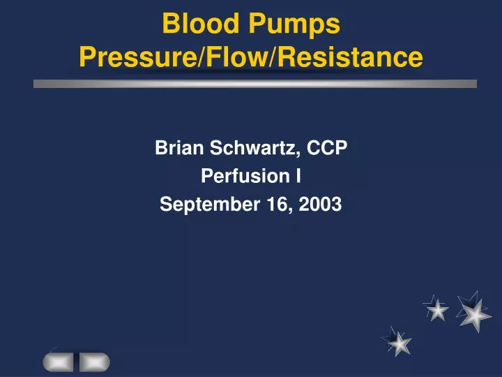 blood pumps pressure flow resistance