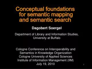 Conceptual foundations for semantic mapping and semantic search