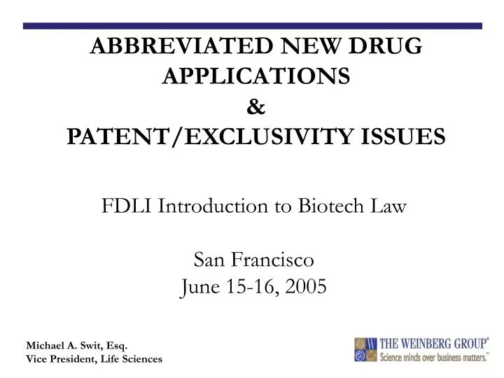 fdli introduction to biotech law san francisco june 15 16 2005
