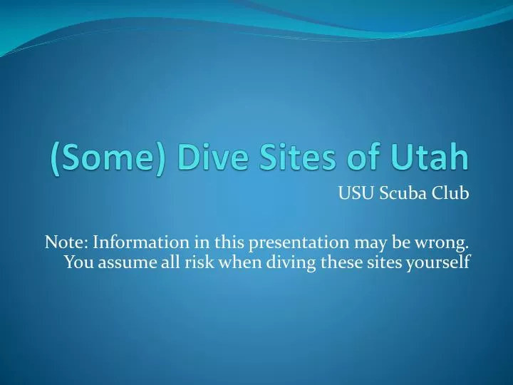 some dive sites of utah