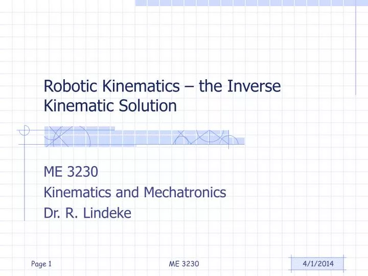 robotic kinematics the inverse kinematic solution