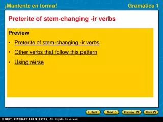 Preterite of stem-changing -ir verbs