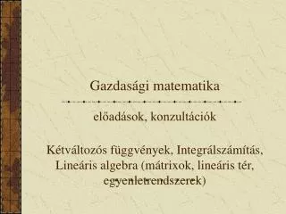 Gazdasági matematika