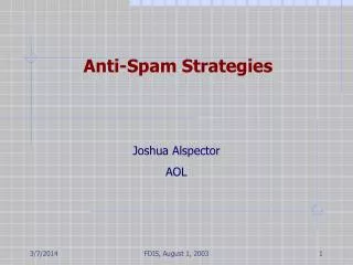 Anti-Spam Strategies