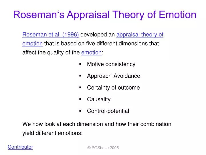 roseman s appraisal theory of emotion