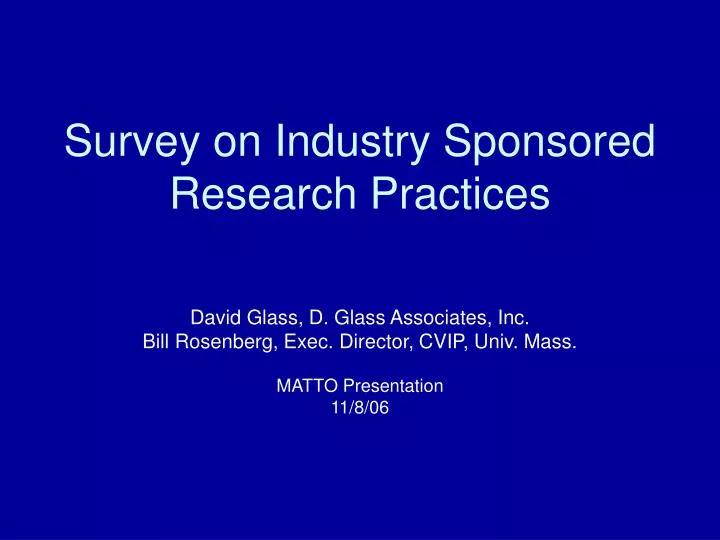 survey on industry sponsored research practices