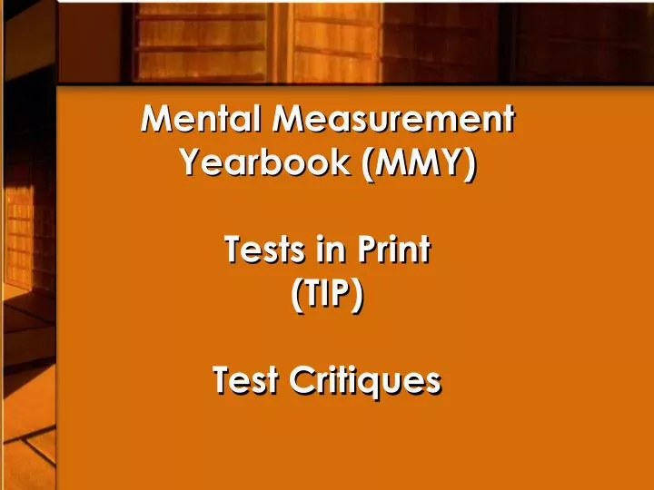 mental measurement yearbook mmy tests in print tip test critiques
