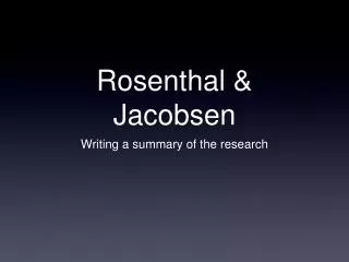 Rosenthal &amp; Jacobsen