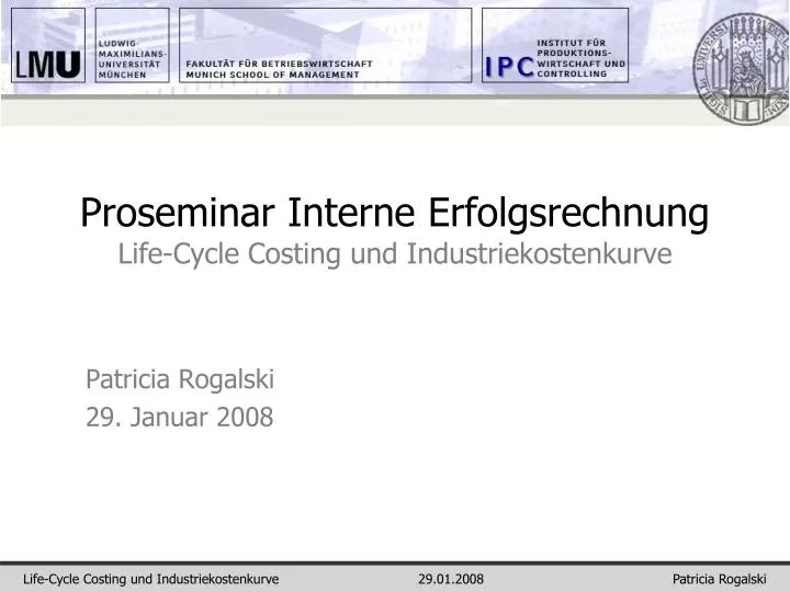 proseminar interne erfolgsrechnung life cycle costing und industriekostenkurve