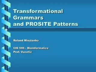 Transformational Grammars and PROSITE Patterns