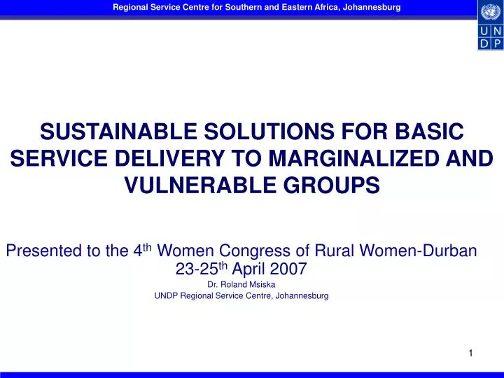 sustainable solutions for basic service delivery to marginalized and vulnerable groups
