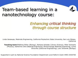 Team-based learning in a nanotechnology course: