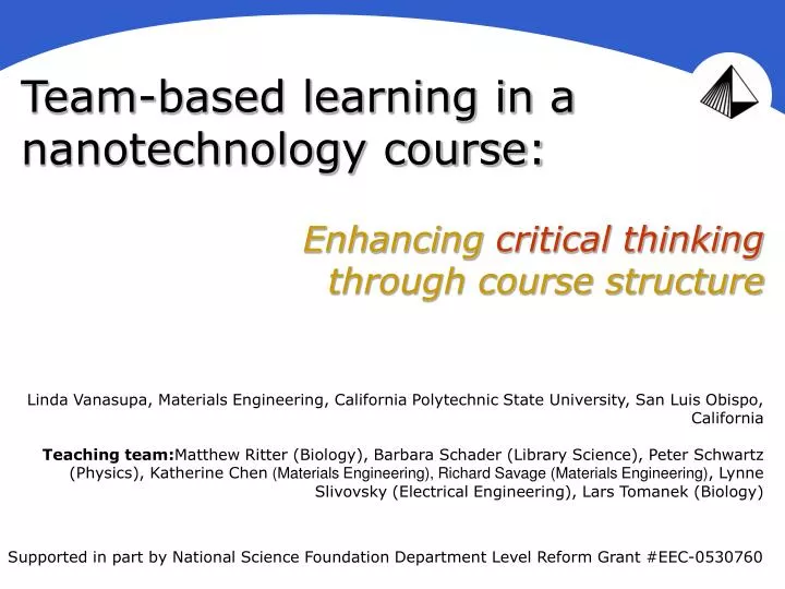 team based learning in a nanotechnology course