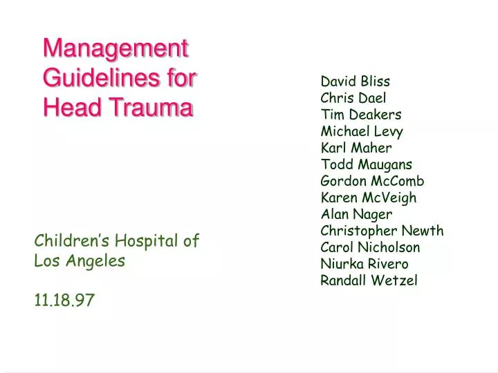 management guidelines for head trauma
