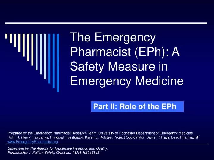 the emergency pharmacist eph a safety measure in emergency medicine