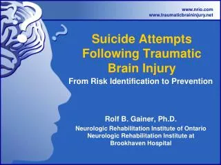 Suicide Attempts Following Traumatic Brain Injury