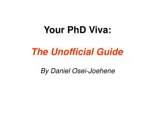 Your PhD Viva: