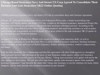 Chicago Based Insurance Navy And Insure US Corp Agreed To Co